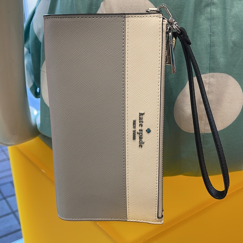 Kate Spade Madison Double Zip Wristlet Wallet Phone Holder 
Platinum Grey Multi - Picture 15 of 16
